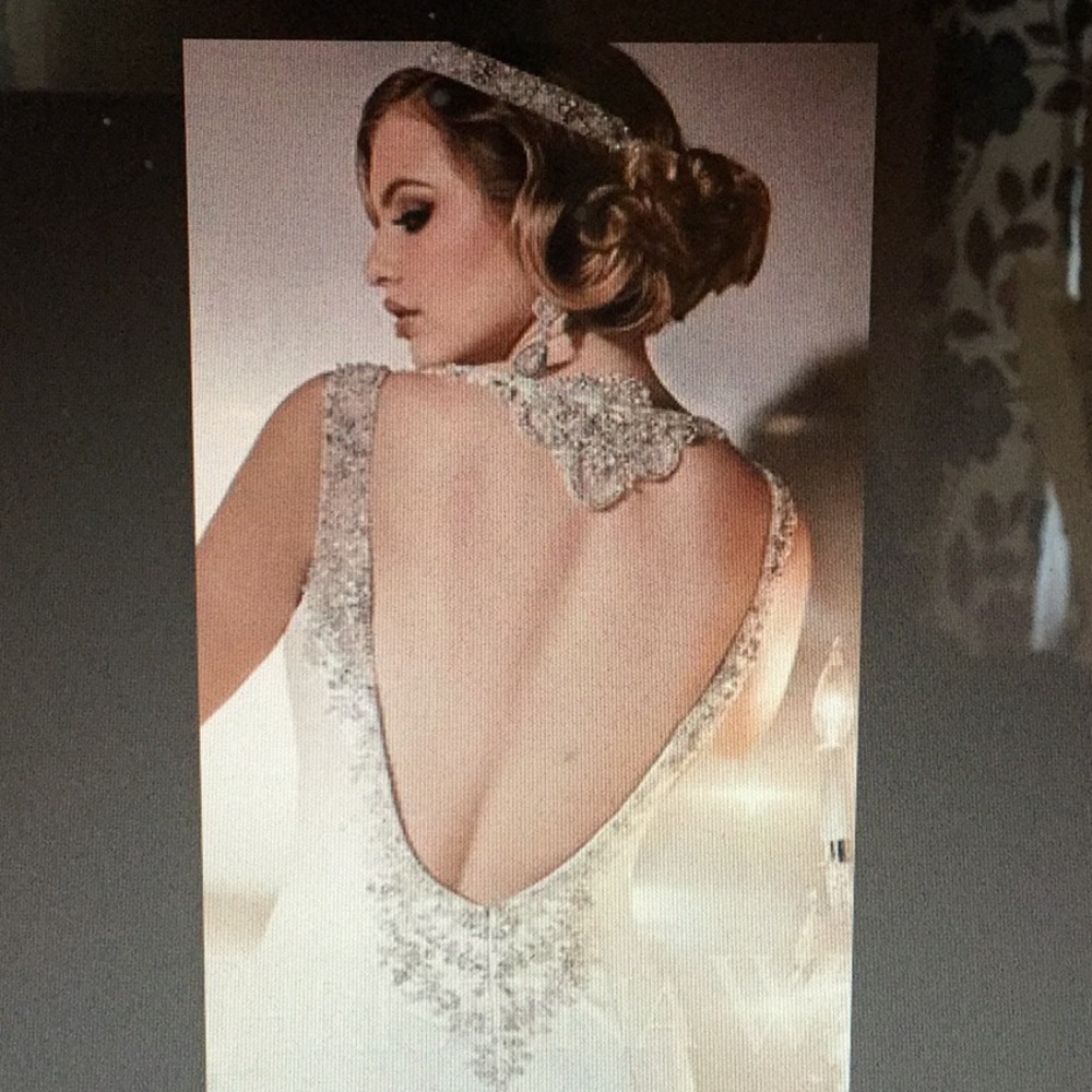 Wedding gown all satin low back fit & flare skirt